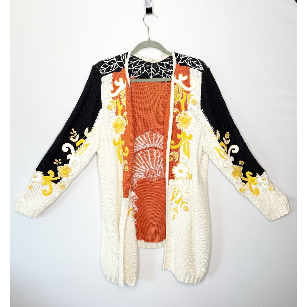 Soft Surroundings Womens Size 1X Floral Embroidered Cotton Cardigan Sweater - Picture 11 of 11